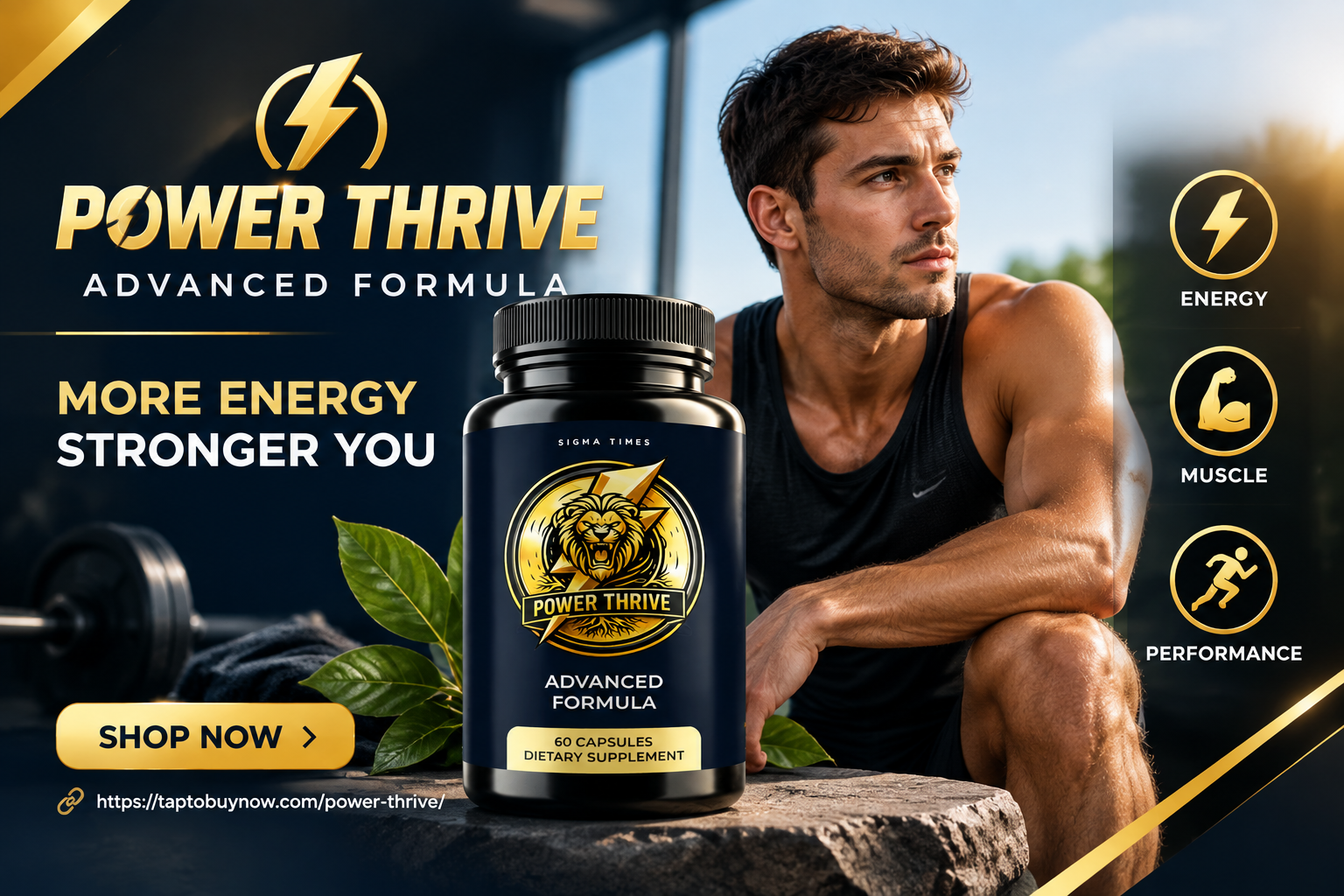 Power Thrive formula bottle with botanical visuals